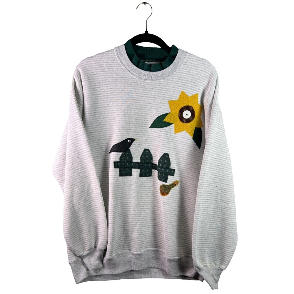 90s Vintage Jerzees Sweatshirt XL Cottagecore Sunflower Made in USA